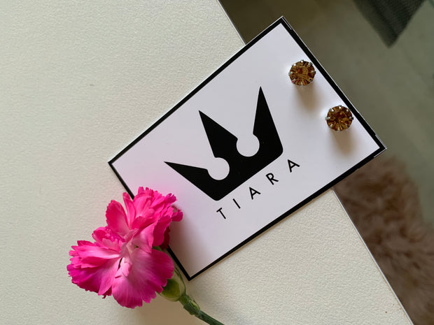 Cercei rotunzi piatra galbena - TIARA CONCEPT STORE